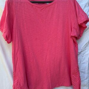 Pink Lace Trim Women's Top